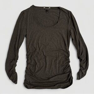 Isabella Oliver Maternity Long Sleeve Charcoal Gray Shirt Ruched Top Size 3 US 8